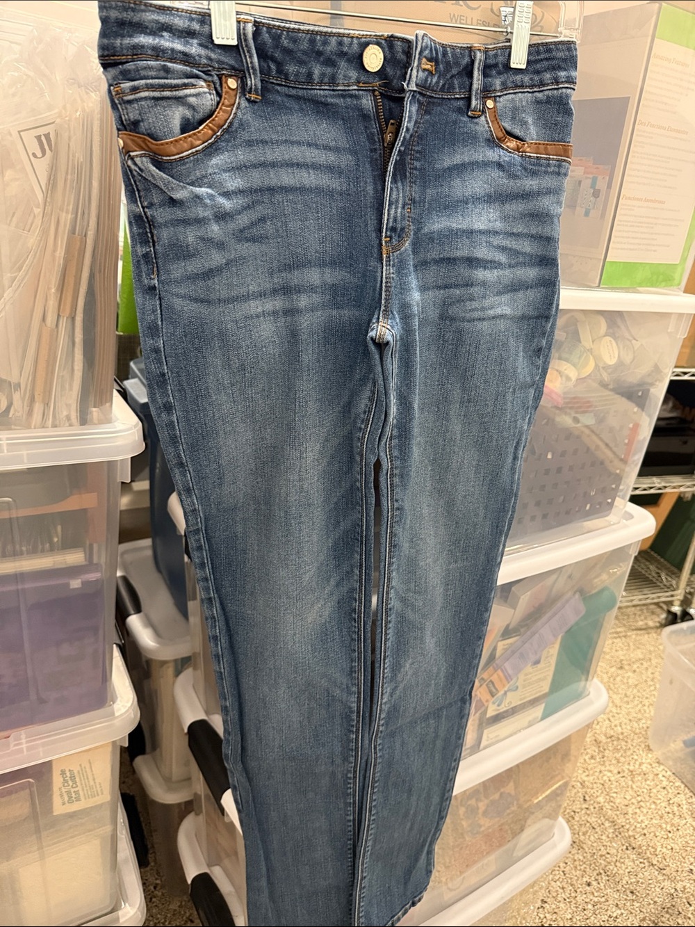 White House Black Matket Blue Slim Fit Jeans with Brown Trim